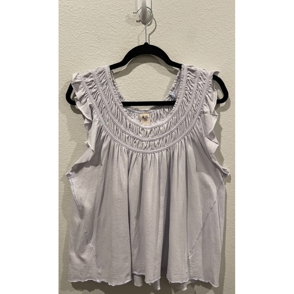 WE THE FREE Coconut Gathered Lilac Basic T-Shirt - Picture 2 of 4